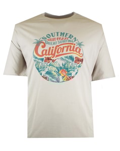 T-Shirt mit Spionage-California-Print Ecru